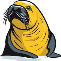 A friendly cartoon seal, in yellow and black, with a big smile vector