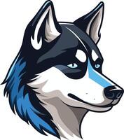 A bold and colorful illustration of a husky s head, perfect for logos, branding, and merchandise vector
