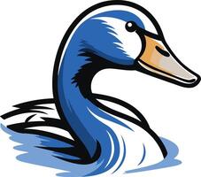 A bold and colorful illustration of a swan s head with its neck curved gracefully vector