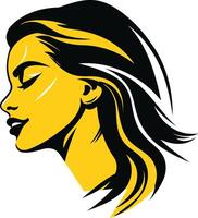 Simple yet elegant silhouette of a woman s profile with flowing hair vector