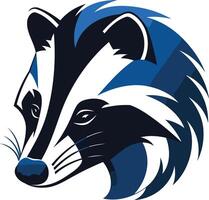 A bold, stylized illustration of a badger s head, perfect for logos, branding, and mascot designs vector