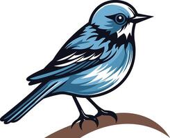 A vibrant blue bird perches on a branch, showcasing intricate details and a charming pose vector