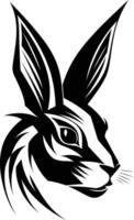 A bold and stylish black and white illustration of a rabbit s head, perfect for branding, tattoos, or any design project needing a touch of fierce charm vector