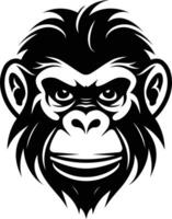 A bold and expressive black and white element illustration of a monkey s face vector