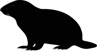 A simple black and white silhouette of a groundhog in a side profile vector