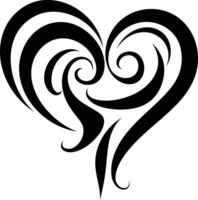 Stylish black and white tattoo design of a heart with swirling, intricate patterns vector