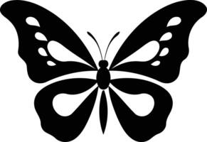 Simple black and white silhouette of a butterfly, perfect for branding, design elements, or as a symbol of nature vector