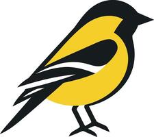A simple, yet charming, illustration of a yellow bird with black accents vector