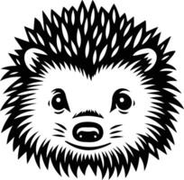 Cute hedgehog face in black and white, perfect for nature lovers, children s books, and branding projects vector