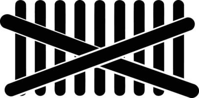 Simple black and white graphic of a fence with two horizontal bars crossing over it vector