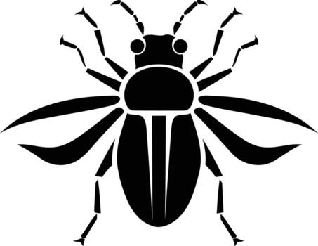 A simple, black and white illustration of a beetle with its wings spread, perfect for use in branding, design, or as a symbol of nature vector