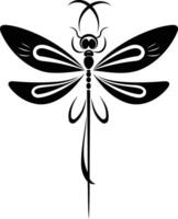 Simple black and white element illustration of a dragonfly vector