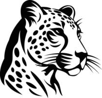 A striking black and white illustration of a cheetah s head, perfect for creating a bold and impactful design for tattoos, logos, or apparel vector