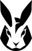 A striking black and white silhouette of a rabbit's head, perfect for creating a bold logo, icon, or graphic design element vector