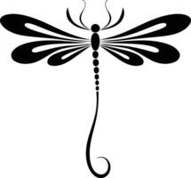 Stylish black and white dragonfly silhouette, perfect for tattoo designs, nature inspired prints, or adding a touch of whimsy to your projects vector