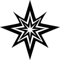 A simple yet striking black and white illustration of a sharp, eight pointed star vector