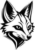 Black and white illustration of a fox head in a tribal style vector
