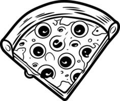 A single slice of pizza with a unique, eye catching design vector