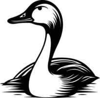 A bold, black and white illustration of a goose with its head turned to the side vector