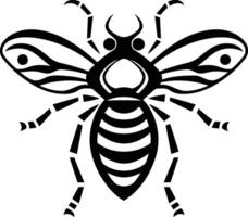 Striking black and white element illustration of a stylized bee, perfect for tattoos, logos, or design projects vector