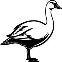 Black and white illustration of a goose in profile, perfect for creating nature themed designs or logos vector