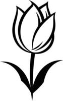 Simple black and white line drawing of a tulip vector