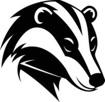 Black and white element illustration of a badger's head in a stylized, bold design vector