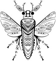 Geometric insect with intricate patterns, perfect for tattoos, prints, and graphic designs vector