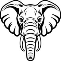 A bold, black and white illustration of an elephant's head, perfect for logo designs, t shirts, and other branding materials vector