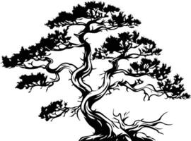A striking silhouette of a majestic bonsai tree, perfect for adding a touch of nature and tranquility to your designs vector