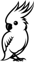 A simple, elegant line drawing of a cockatoo bird vector