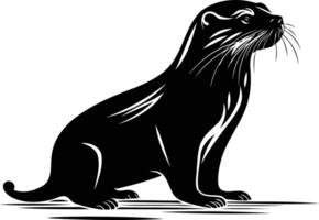 A bold silhouette of an otter, perfect for creating a striking design for logos, branding, and illustrations vector
