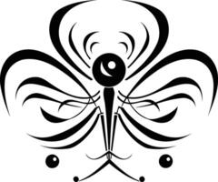 Intricate black and white tattoo design featuring a stylized, abstract motif with flowing lines and a central circular element vector