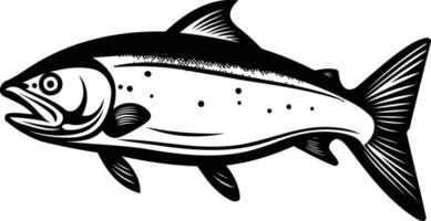 Black and white element illustration of a salmon fish in a classic, bold style vector