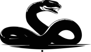 A striking silhouette of a snake, its fangs bared in a menacing pose vector