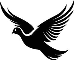 A simple yet powerful black silhouette of a dove in flight vector