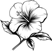 Elegant line art illustration of a hibiscus flower, perfect for tattoo design, print, or web design vector
