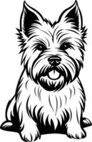 A cute and playful westie dog sits with a friendly expression, perfect for branding, merchandise, or pet related designs vector