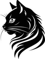 Stylized black and white illustration of a cat's head in profile vector