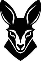 Bold and graphic black and white illustration of a kangaroo head, perfect for branding, logos, and design projects vector