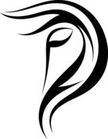 Abstract black and white logo design, with flowing lines and a unique shape vector