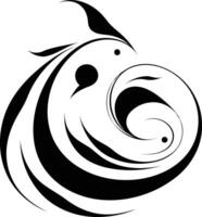 A minimalist black and white abstract design of a stylized fish, perfect for tattoos, branding, or website design vector