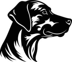 Black and white illustration of a dog's head in profile, perfect for pet related designs, logos, and branding vector