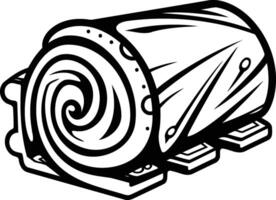 A detailed black and white illustration of a large industrial drum or tank, featuring a complex design and rivets vector