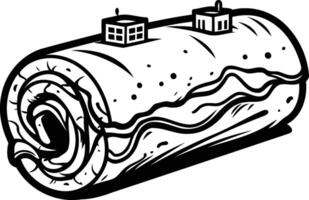 A bold black and white illustration of a tattoo inspired roll, with intricate details and a unique, eye catching design vector