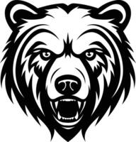 A fierce and powerful bear head silhouette with a menacing growl, perfect for tattoo designs, logos, and branding vector