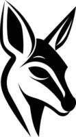 A striking black and white illustration of a deer's head, perfect for logos, branding, and design projects vector
