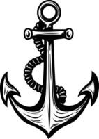 A classic nautical anchor with a rope wrapped around it, perfect for adding a maritime touch to designs, tattoos, or branding vector