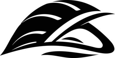 Abstract black and white logo design with a stylized, flowing shape, ideal for branding, sports, or technology vector