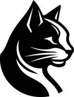 Bold and striking black and white illustration of a cat's head, perfect for branding or design projects needing a fierce and elegant touch vector